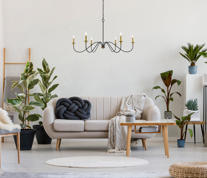 Elegant Lighting - LD5056D48BRB - Six Light Chandelier - Rohan - Brass and Black