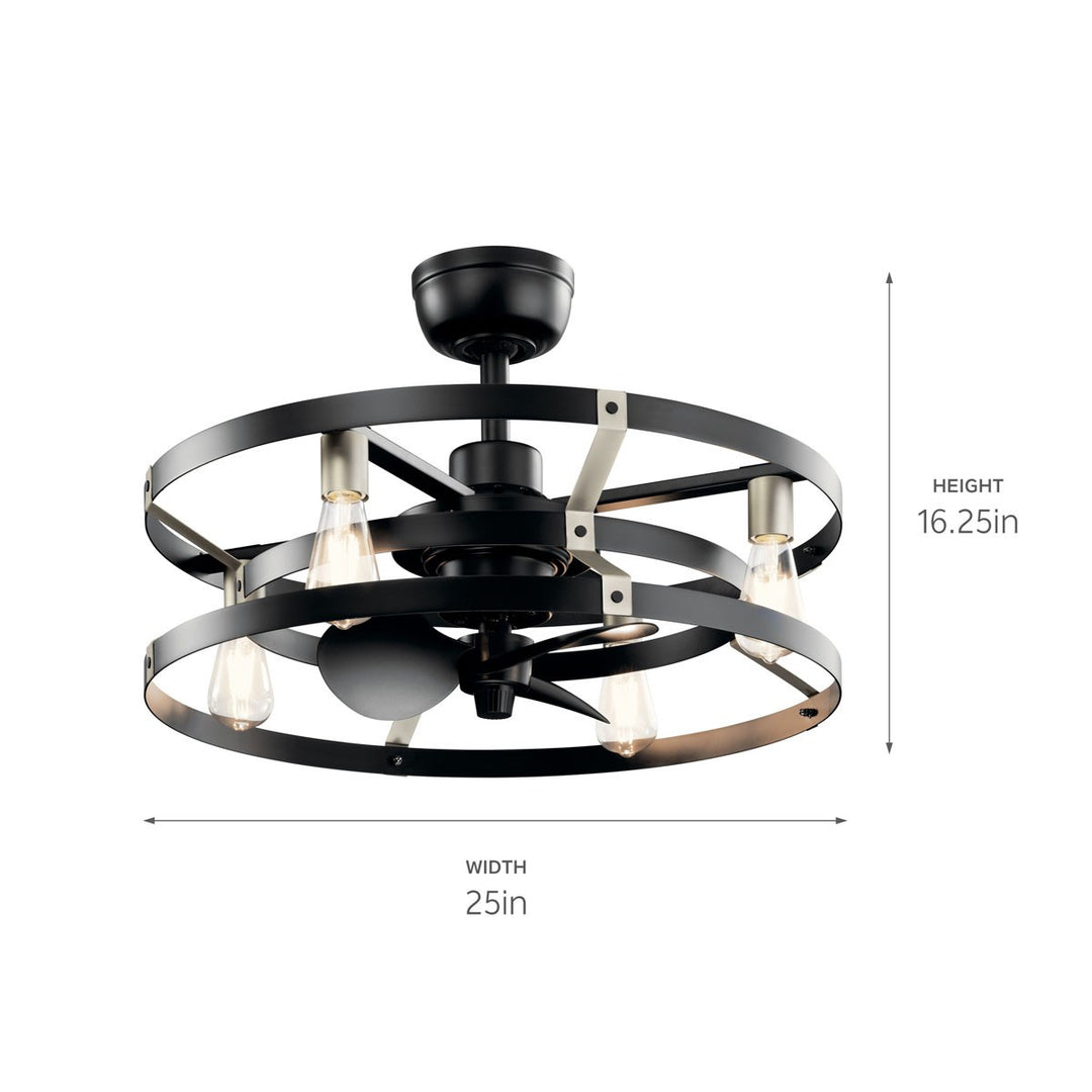 Kichler Canada - 300040SBK - 25"Ceiling Fan - Cavelli - Satin Black