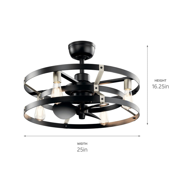Kichler Canada - 300040SBK - 25"Ceiling Fan - Cavelli - Satin Black