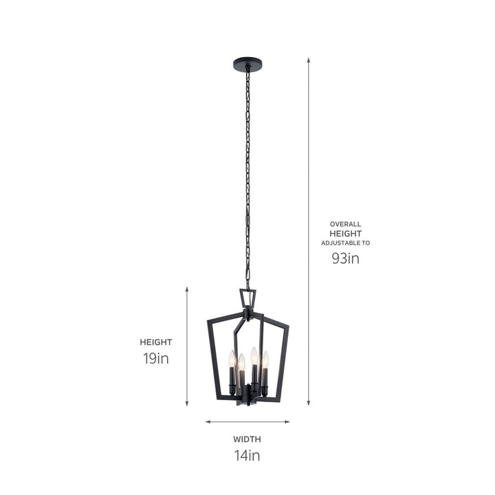 Kichler Canada - 43498BK - Four Light Pendant - Abbotswell - Black