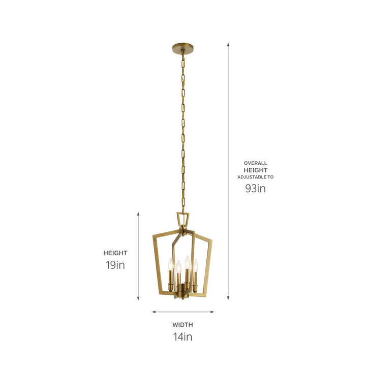 Kichler Canada - 43498NBR - Four Light Pendant - Abbotswell - Natural Brass