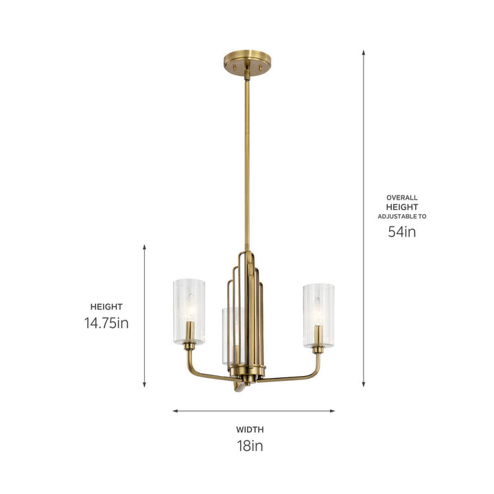 Kichler Canada - 52410BNB - Three Light Chandelier - Kimrose - Brushed Natural Brass