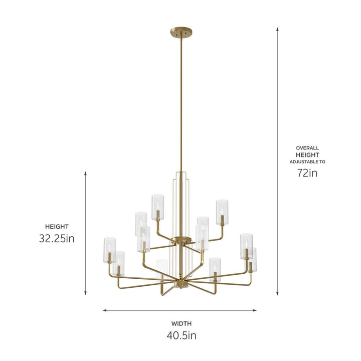 Kichler Canada - 52412BNB - 12 Light Chandelier - Kimrose - Brushed Natural Brass