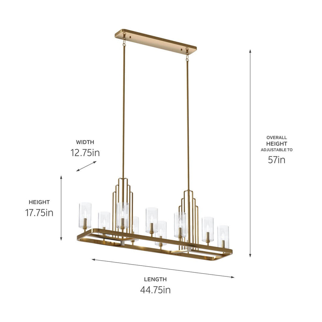 Kichler Canada - 52413BNB - Ten Light Linear Chandelier - Kimrose - Brushed Natural Brass