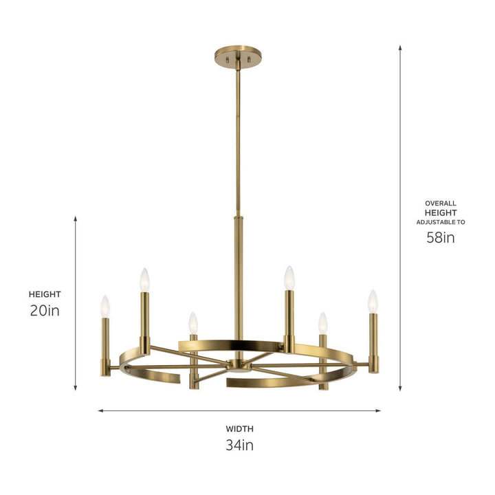 Kichler Canada - 52427BNB - Six Light Chandelier - Tolani - Brushed Natural Brass