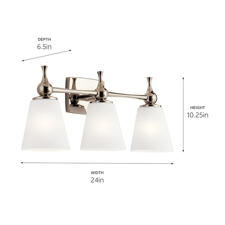 Kichler Canada - 55092PN - Three Light Bath - Cosabella - Polished Nickel