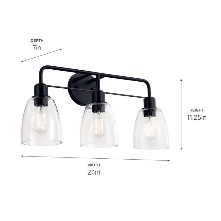 Kichler Canada - 55102BK - Three Light Bath - Meller - Black