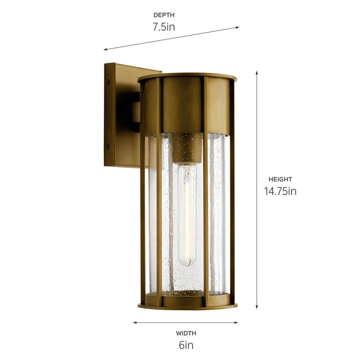 Kichler Canada - 59080NBR - One Light Outdoor Wall Mount - Camillo - Natural Brass
