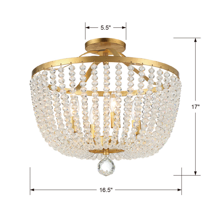 Crystorama - 604-GA_CEILING - Four Light Semi Flush Mount - Rylee - Antique Gold