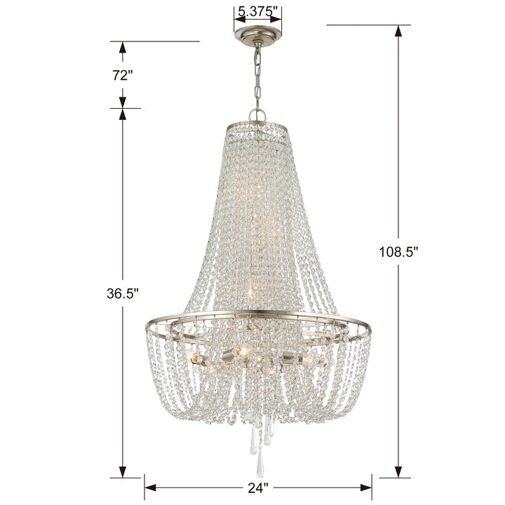 Crystorama - ARC-1917-SA-CL-MWP - Nine Light Chandelier - Arcadia - Antique Silver