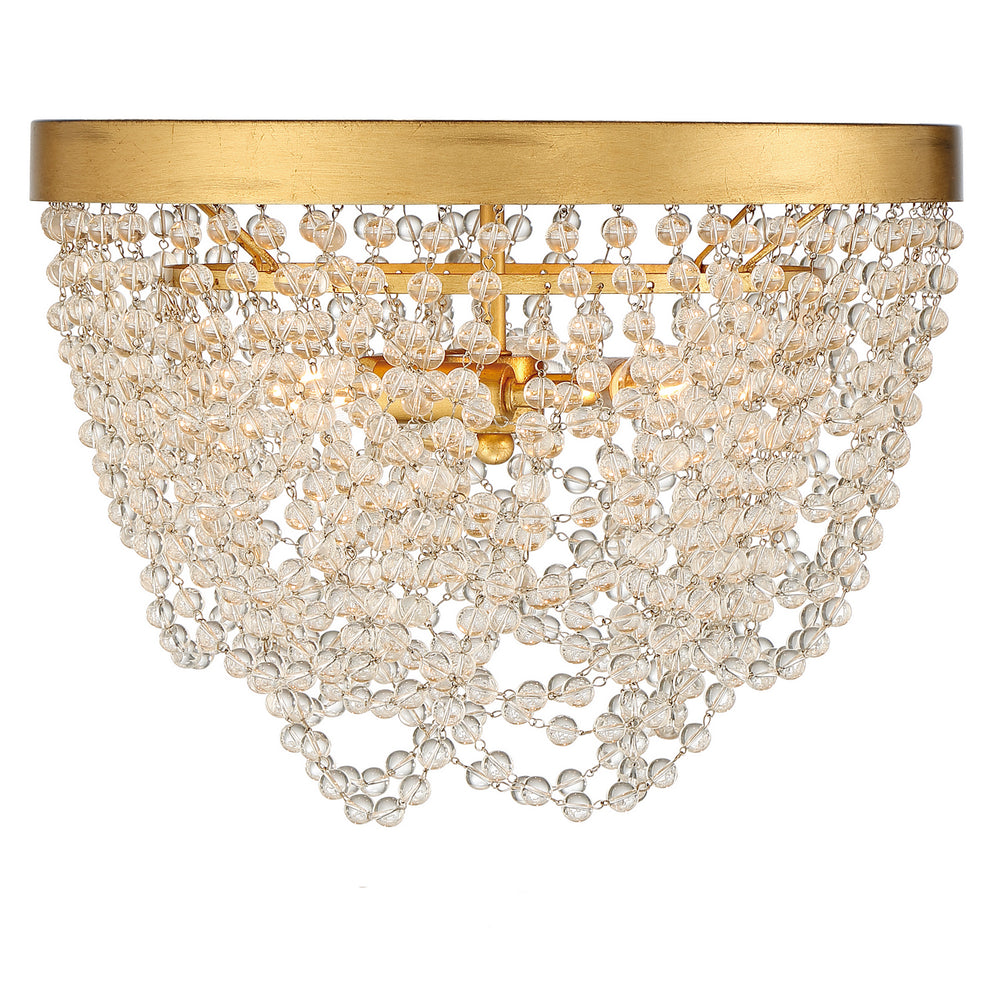 Crystorama - FIO-A9103-GA-CL - Three Light Flush Mount - Fiona - Antique Gold