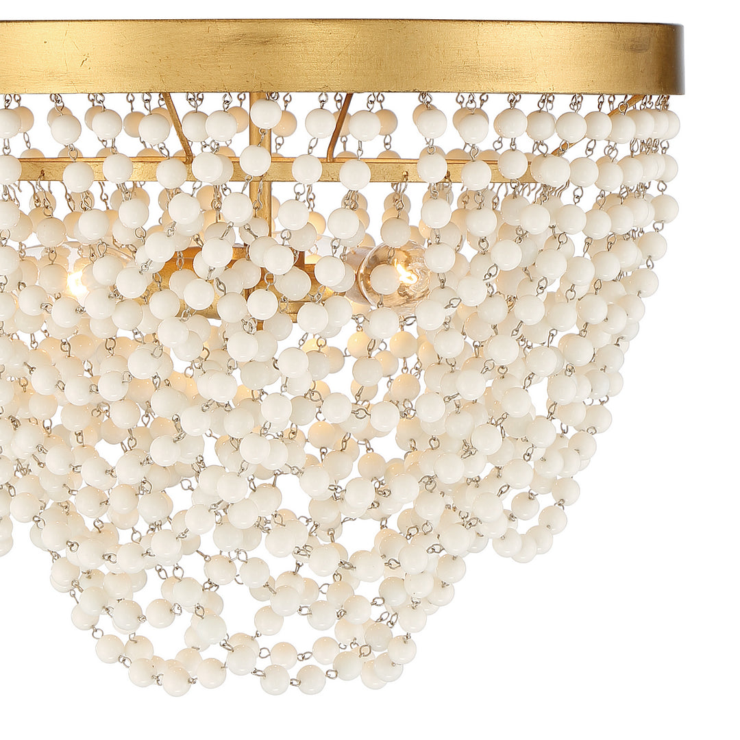 Crystorama - FIO-A9103-GA-WH - Three Light Flush Mount - Fiona - Antique Gold