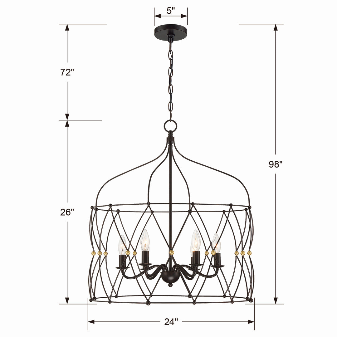 Crystorama - ZUC-A9035-EB-GA - Six Light Chandelier - Zucca - English Bronze + Antique Gold