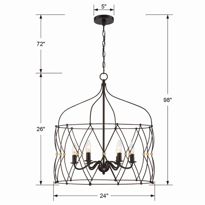 Crystorama - ZUC-A9035-EB-GA - Six Light Chandelier - Zucca - English Bronze + Antique Gold