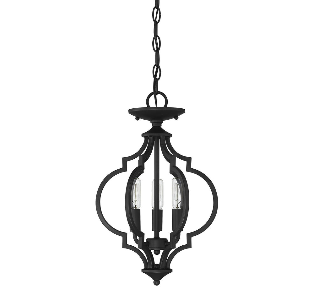 Meridian - M60055MBK - Three Light Semi-Flush Mount - Matte Black