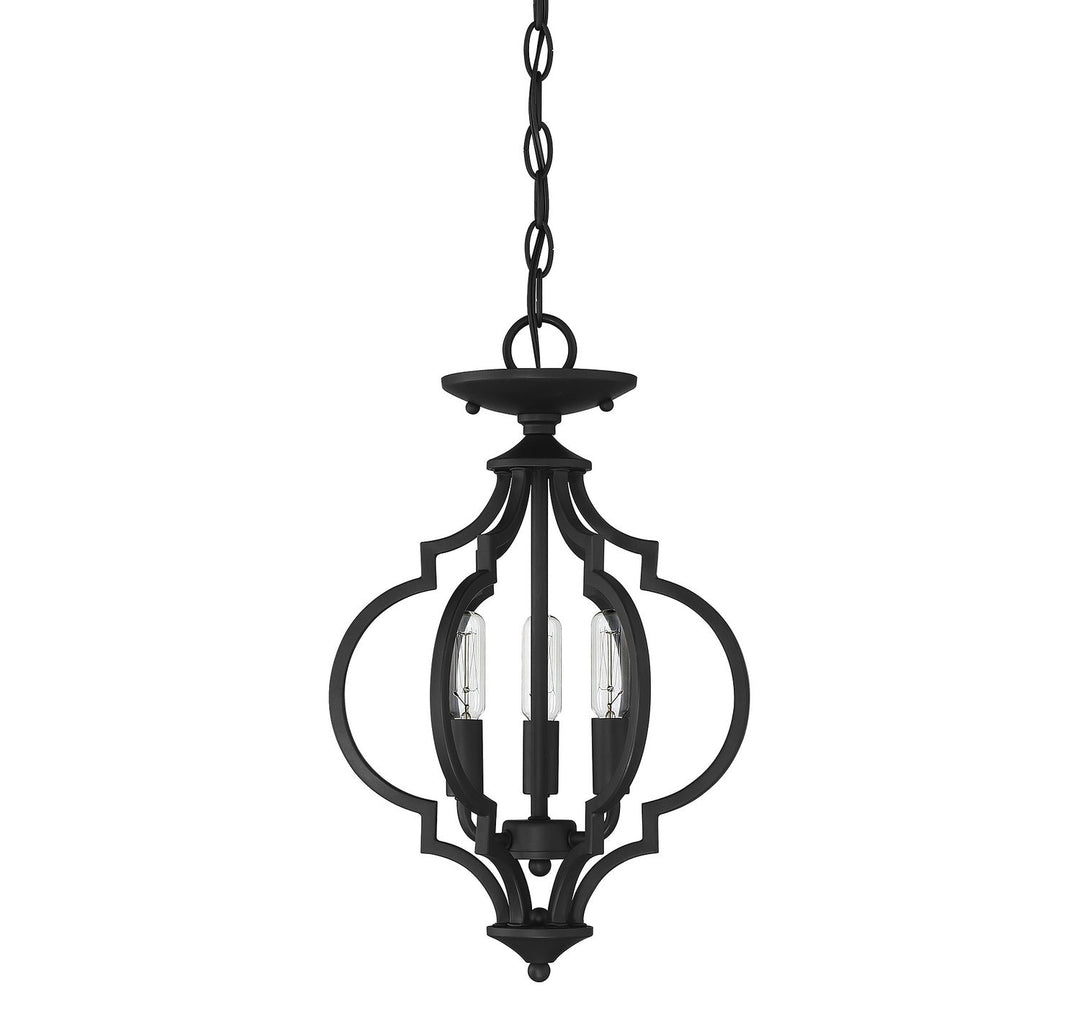 Meridian - M60055MBK - Three Light Semi-Flush Mount - Matte Black