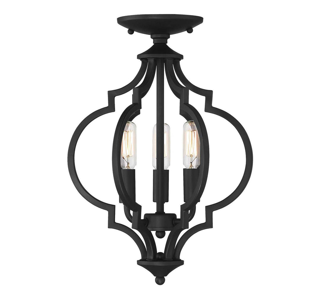 Meridian - M60055MBK - Three Light Semi-Flush Mount - Matte Black