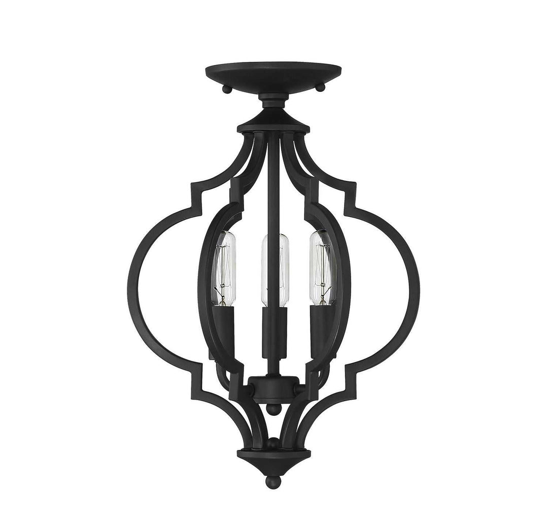 Meridian - M60055MBK - Three Light Semi-Flush Mount - Matte Black