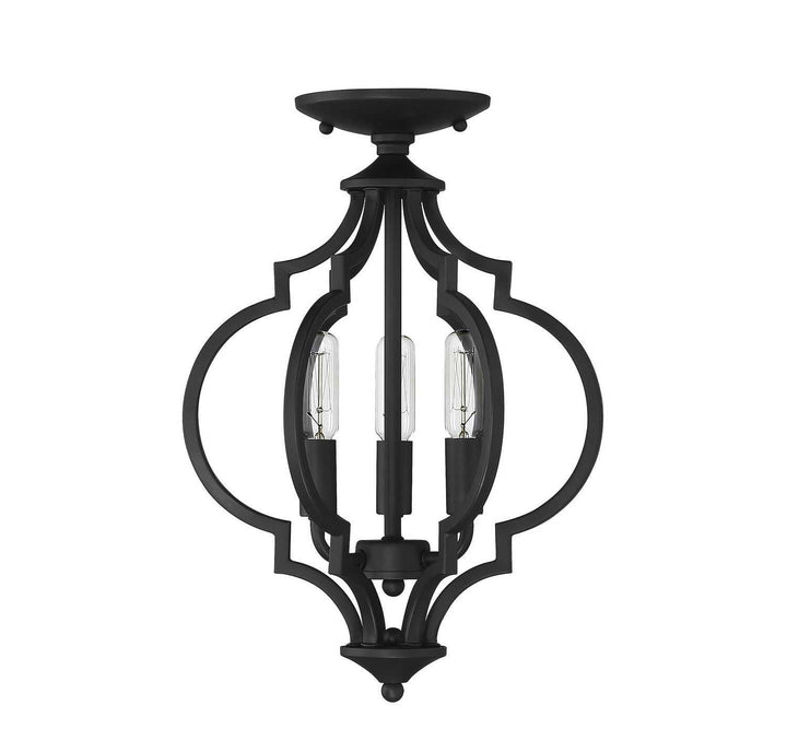 Meridian - M60055MBK - Three Light Semi-Flush Mount - Matte Black