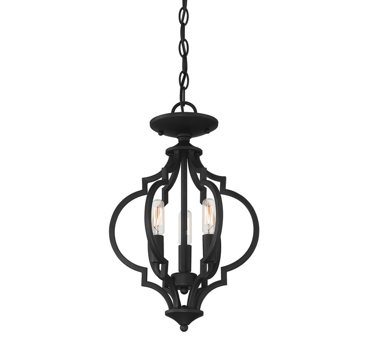 Meridian - M60055MBK - Three Light Semi-Flush Mount - Matte Black
