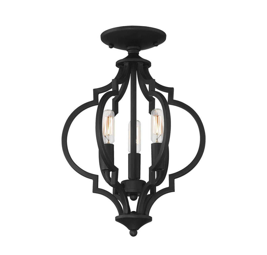 Meridian - M60055MBK - Three Light Semi-Flush Mount - Matte Black