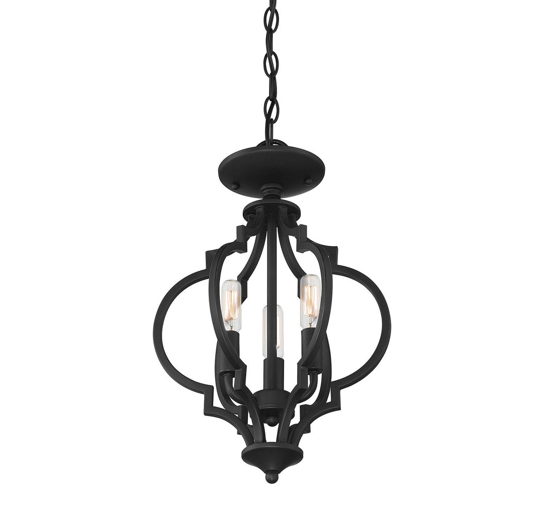 Meridian - M60055MBK - Three Light Semi-Flush Mount - Matte Black