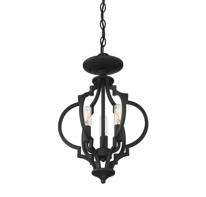 Meridian - M60055MBK - Three Light Semi-Flush Mount - Matte Black