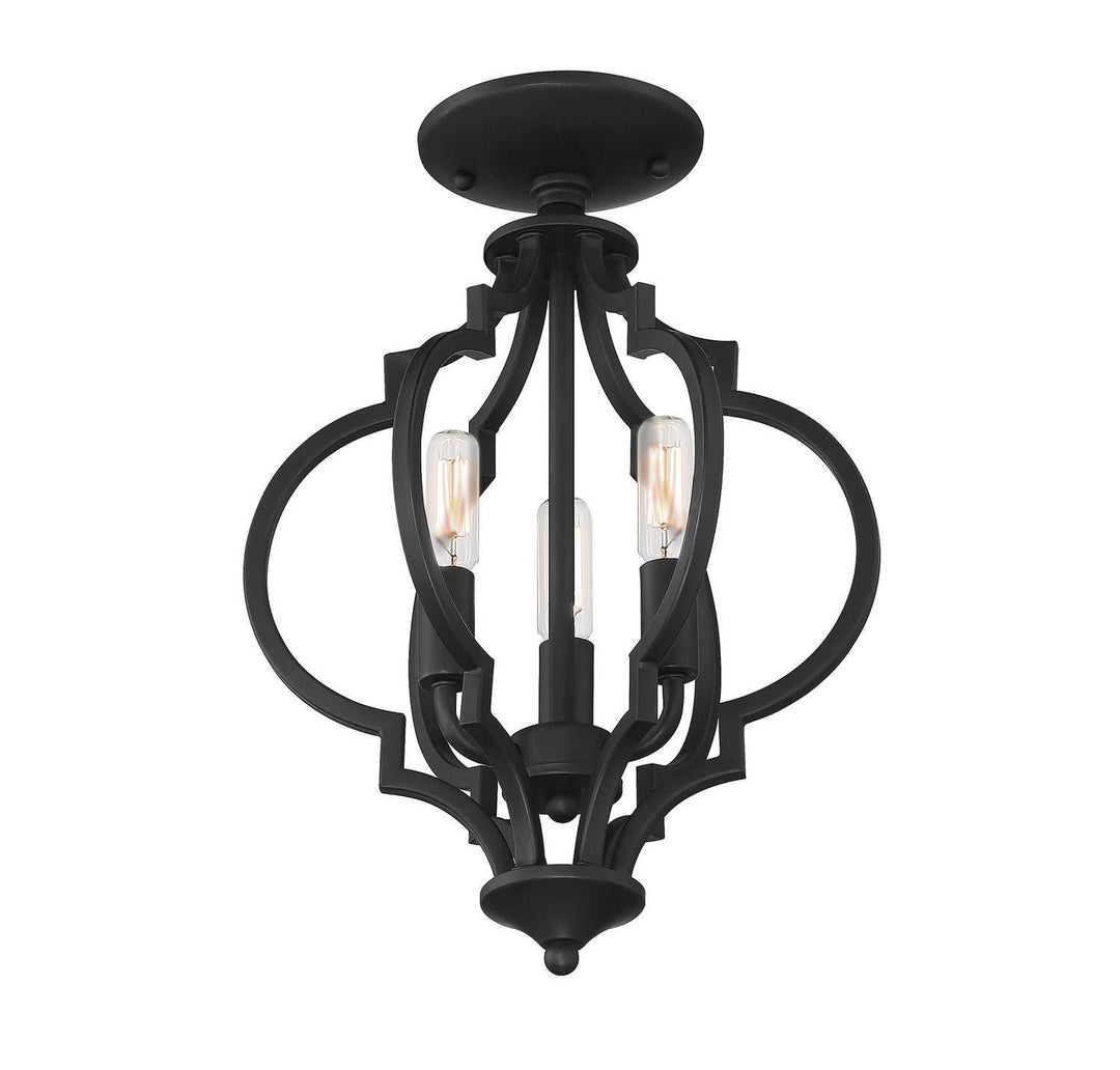 Meridian - M60055MBK - Three Light Semi-Flush Mount - Matte Black