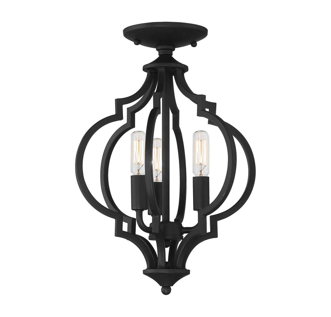 Meridian - M60055MBK - Three Light Semi-Flush Mount - Matte Black