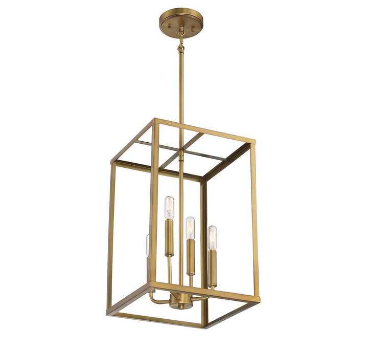 Meridian - M30008NB - Four Light Pendant - Natural Brass
