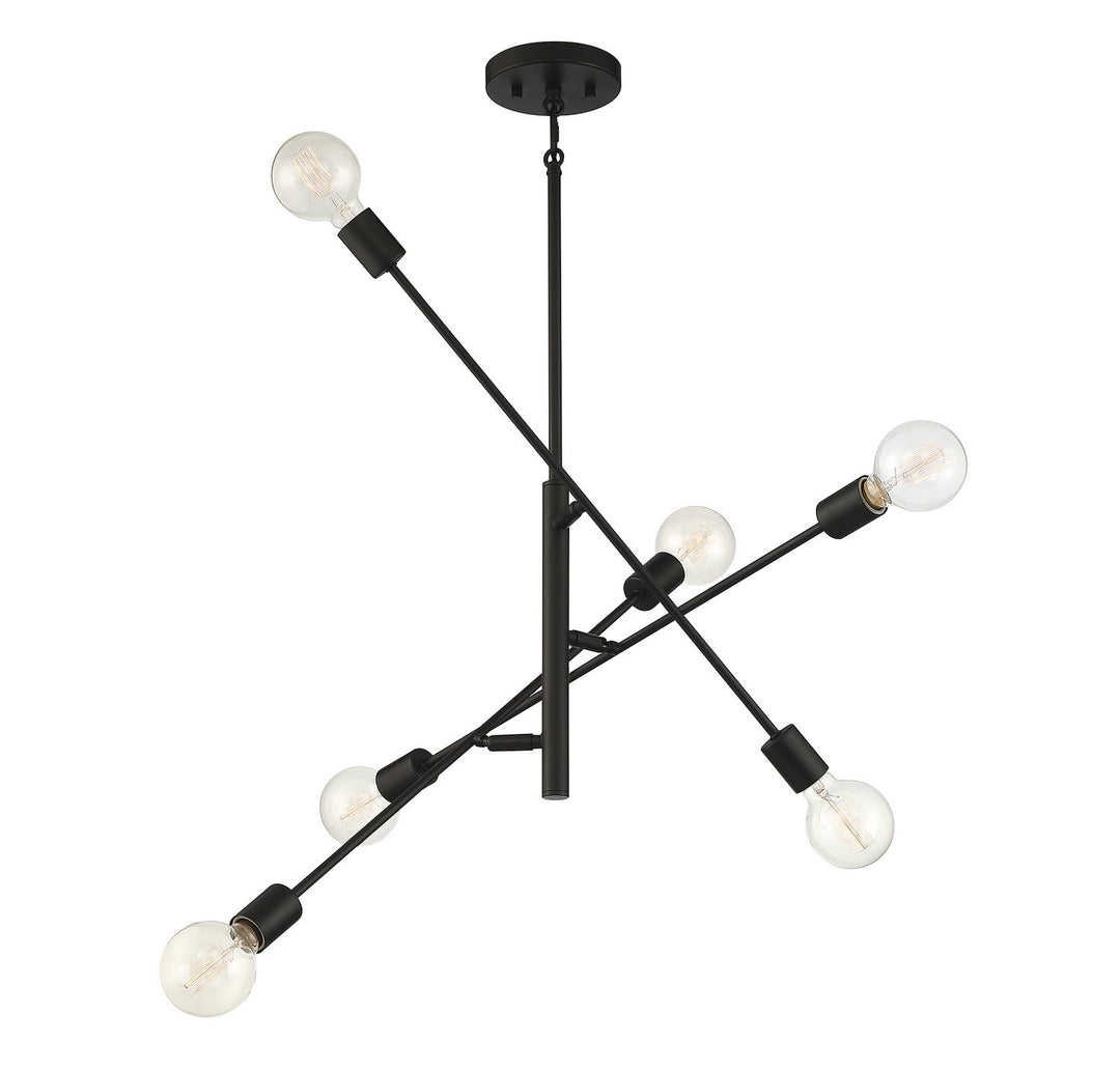 Meridian - M10084MBK - Six Light Chandelier - Matte Black