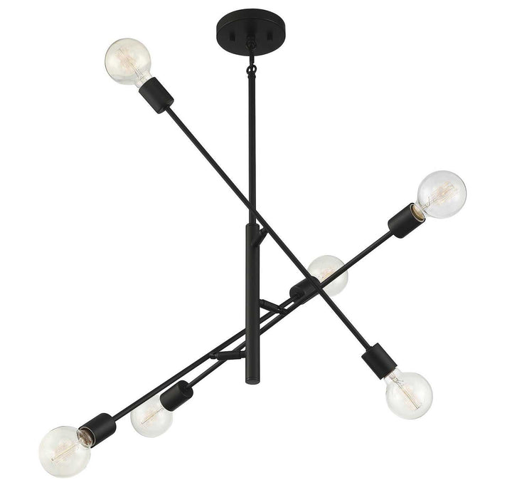 Meridian - M10084MBK - Six Light Chandelier - Matte Black