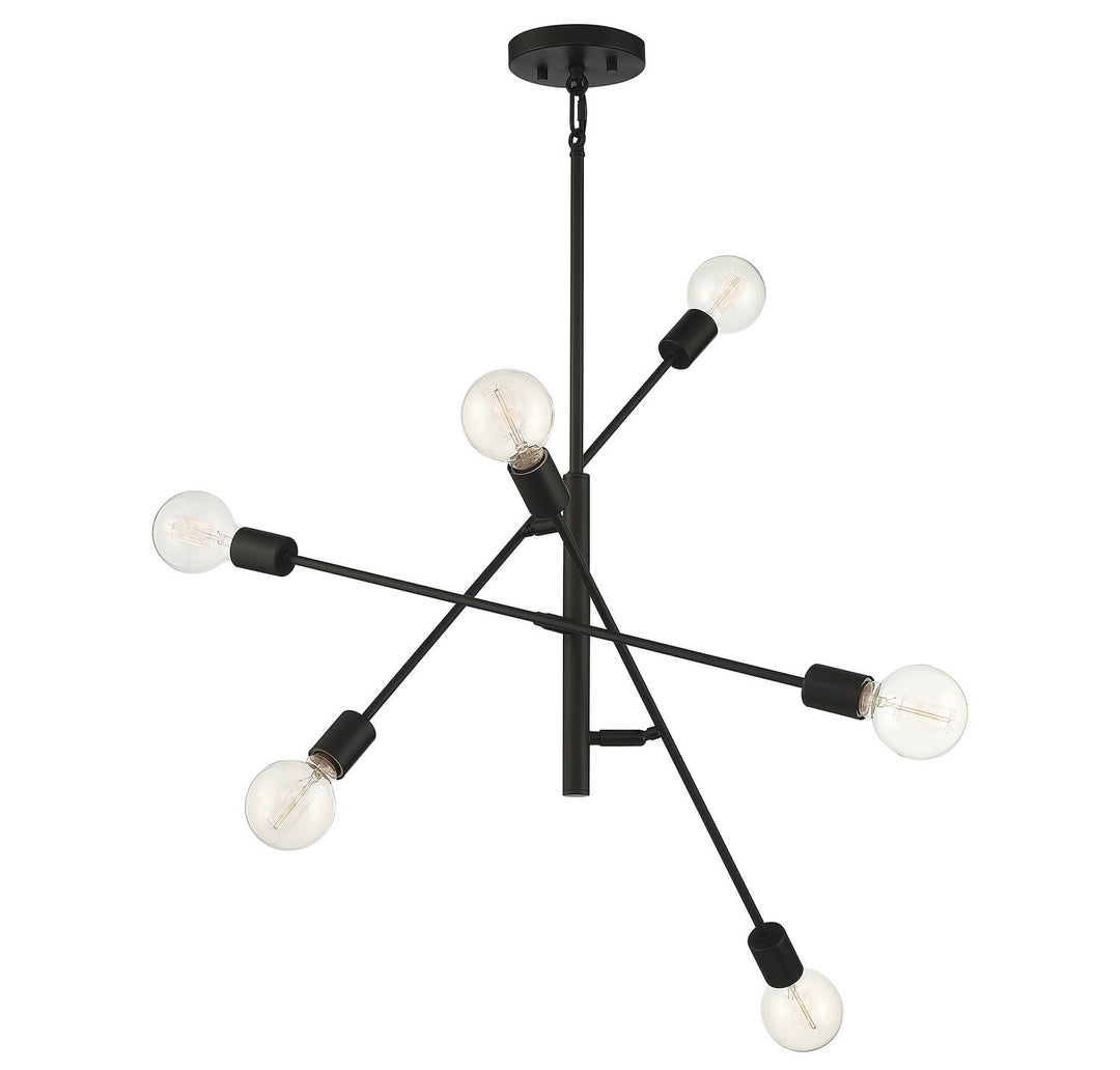 Meridian - M10084MBK - Six Light Chandelier - Matte Black