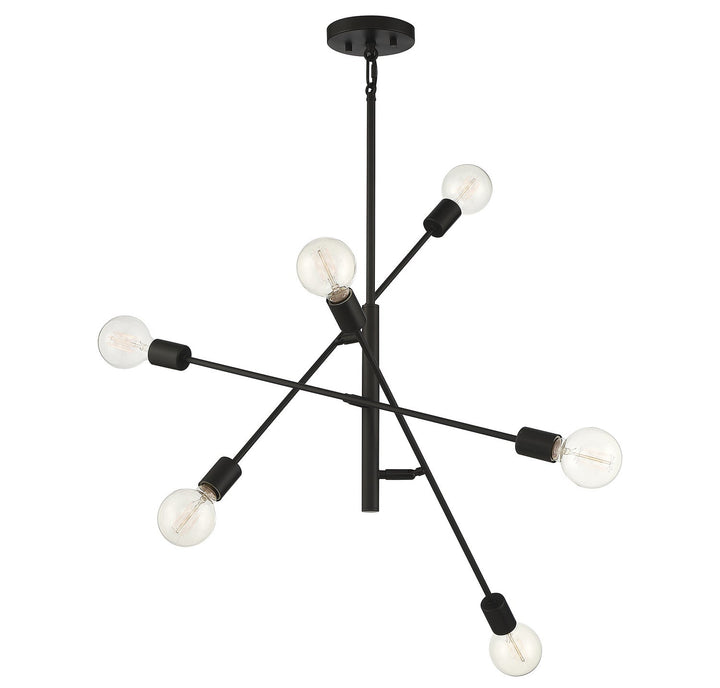 Meridian - M10084MBK - Six Light Chandelier - Matte Black