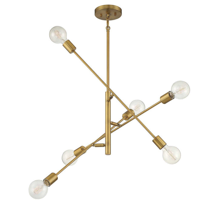 Meridian - M10084NB - Six Light Chandelier - Natural Brass