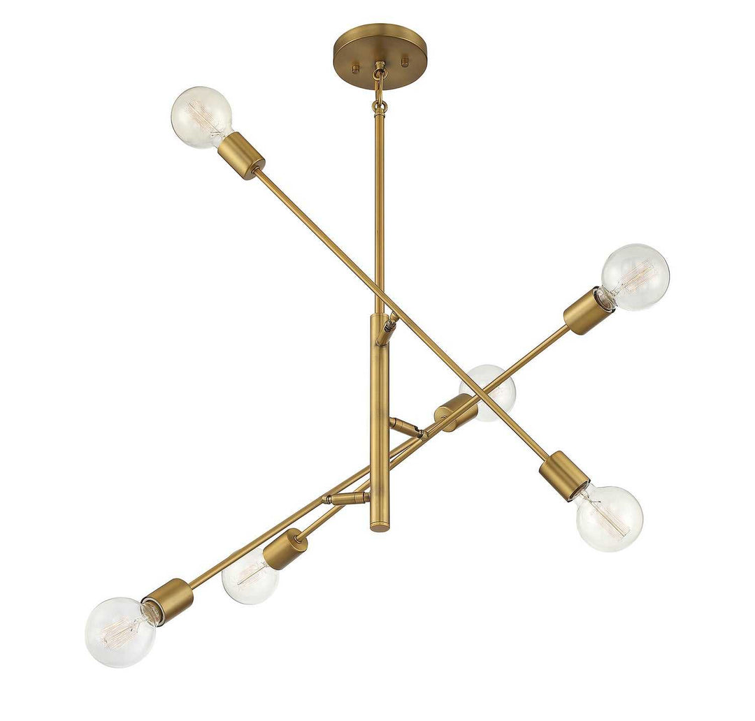 Meridian - M10084NB - Six Light Chandelier - Natural Brass