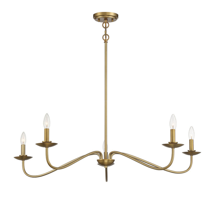 Meridian - M10085NB - Five Light Chandelier - Natural Brass