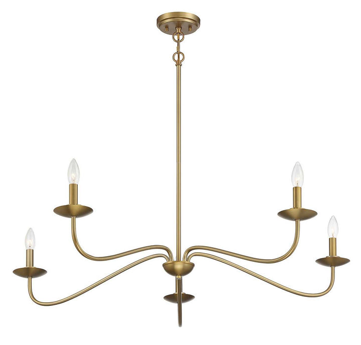 Meridian - M10085NB - Five Light Chandelier - Natural Brass