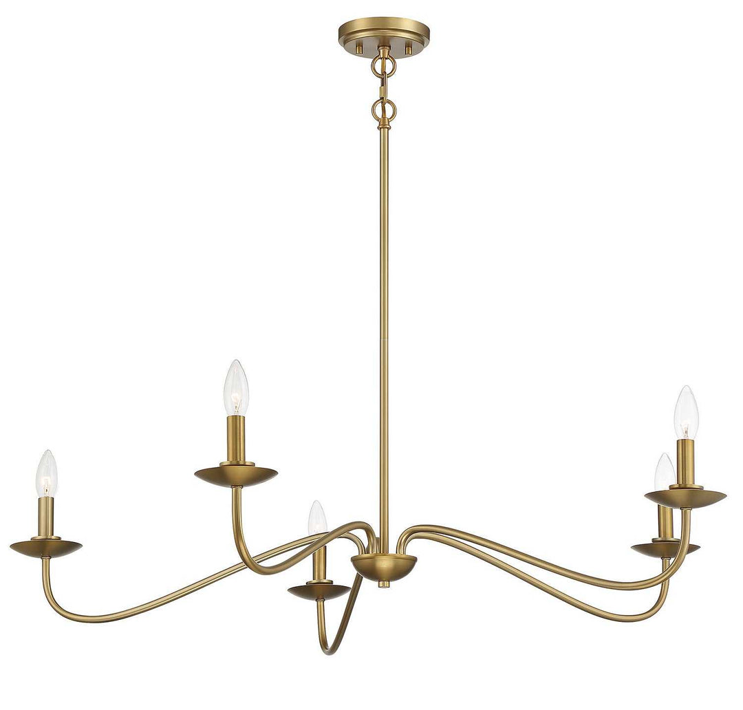 Meridian - M10085NB - Five Light Chandelier - Natural Brass