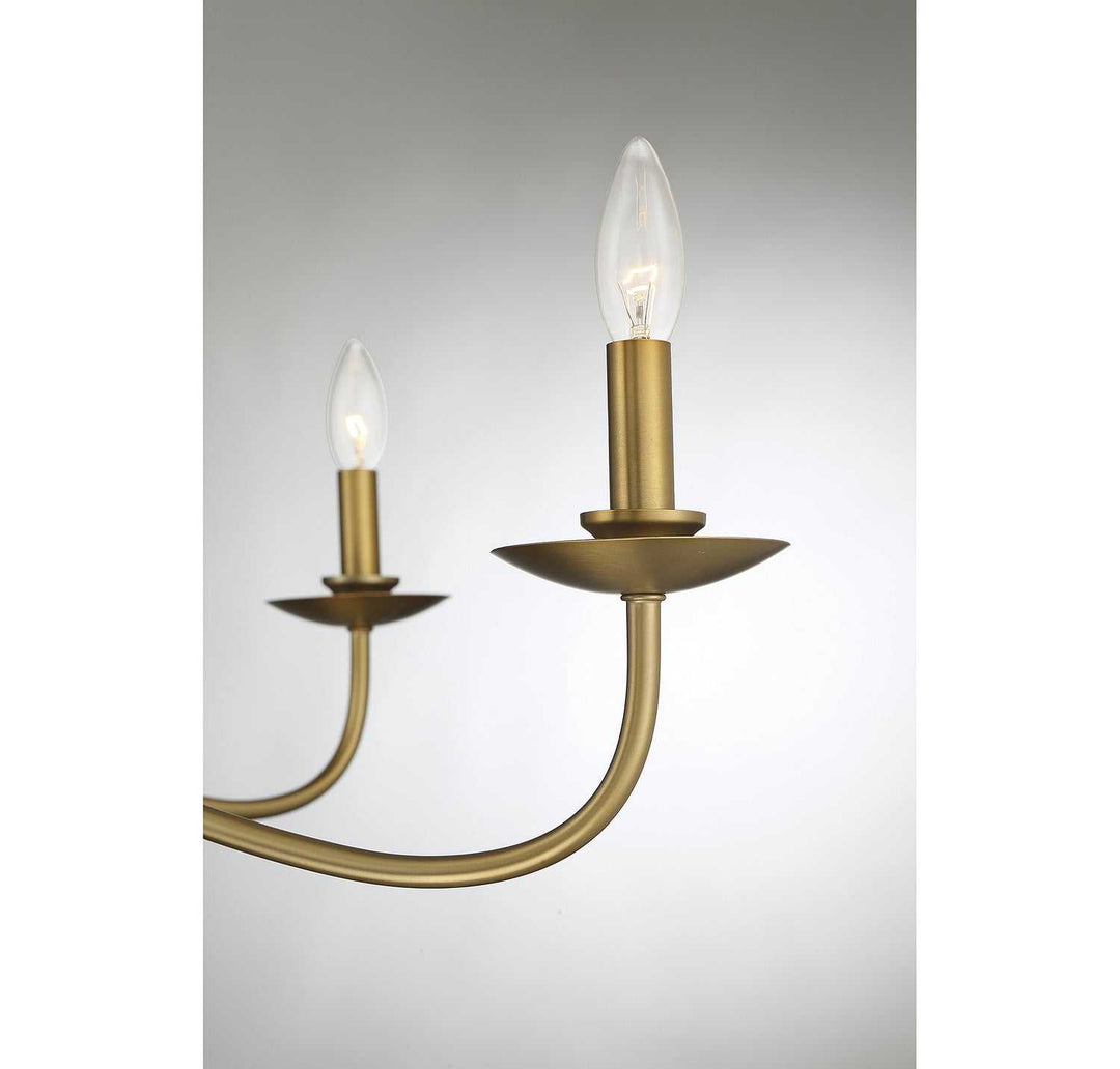 Meridian - M10085NB - Five Light Chandelier - Natural Brass