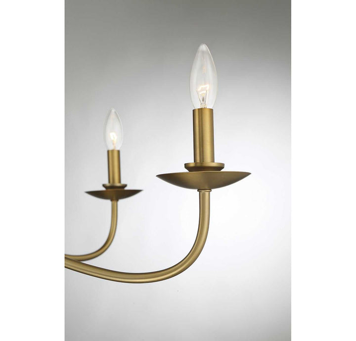 Meridian - M10085NB - Five Light Chandelier - Natural Brass