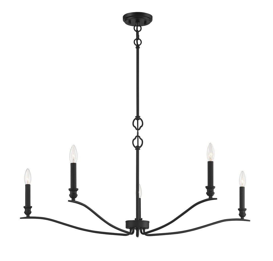 Meridian - M10086MBK - Five Light Chandelier - Matte Black