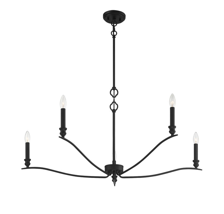 Meridian - M10086MBK - Five Light Chandelier - Matte Black