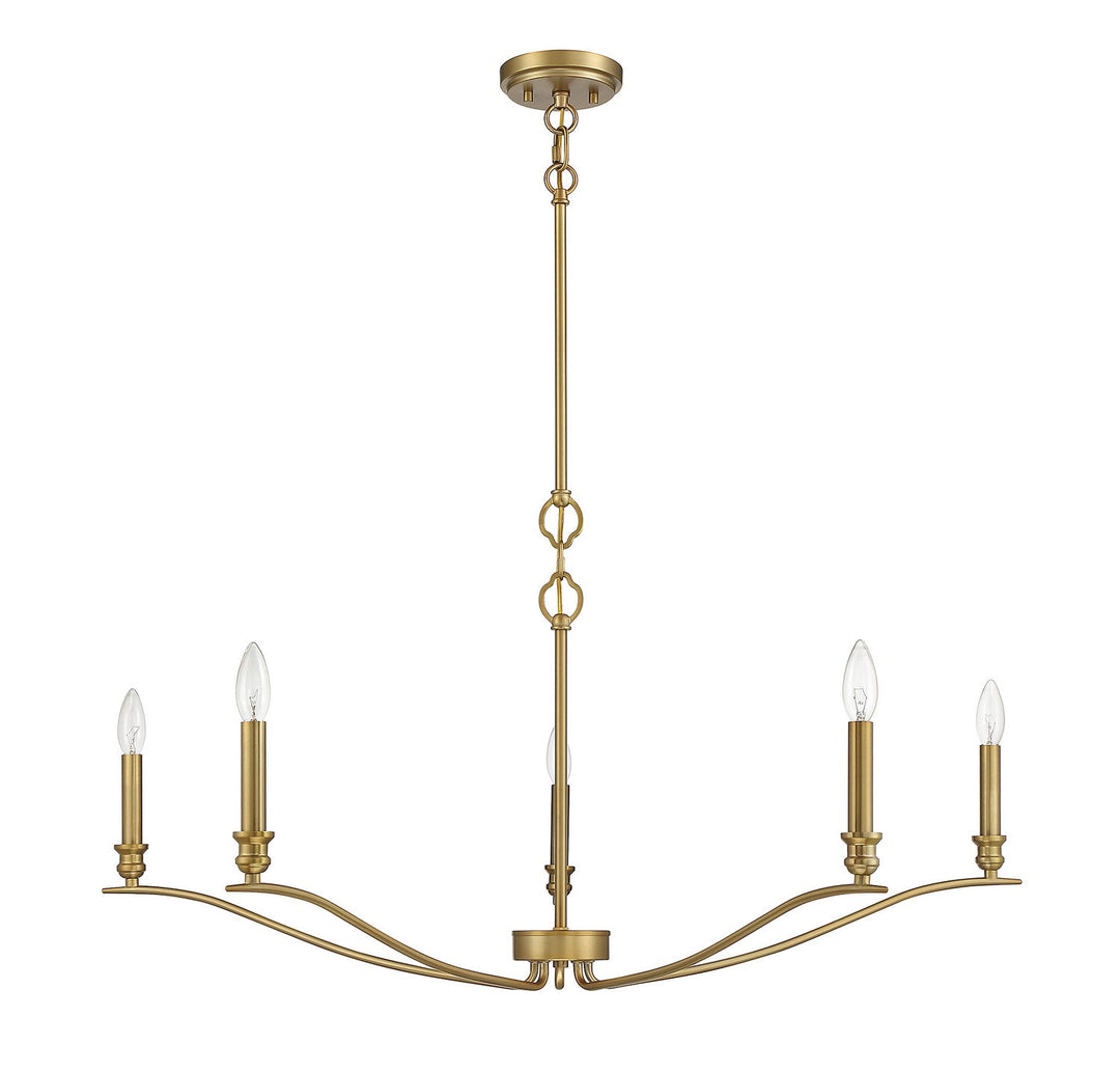 Meridian - M10086NB - Five Light Chandelier - Natural Brass