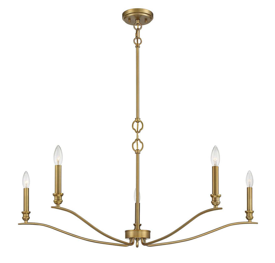 Meridian - M10086NB - Five Light Chandelier - Natural Brass