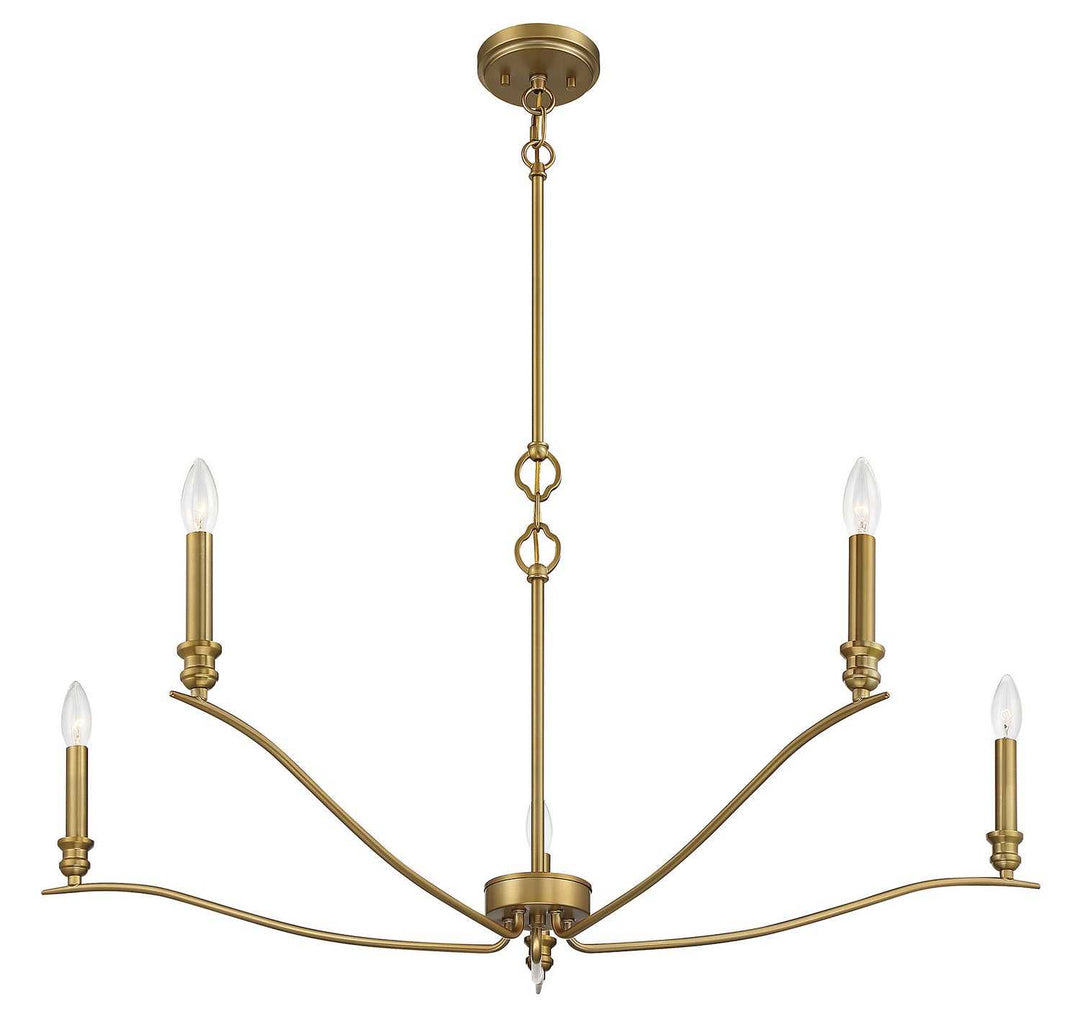 Meridian - M10086NB - Five Light Chandelier - Natural Brass