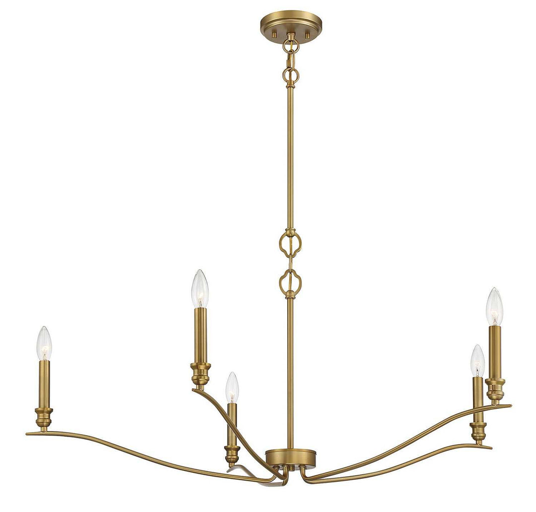 Meridian - M10086NB - Five Light Chandelier - Natural Brass