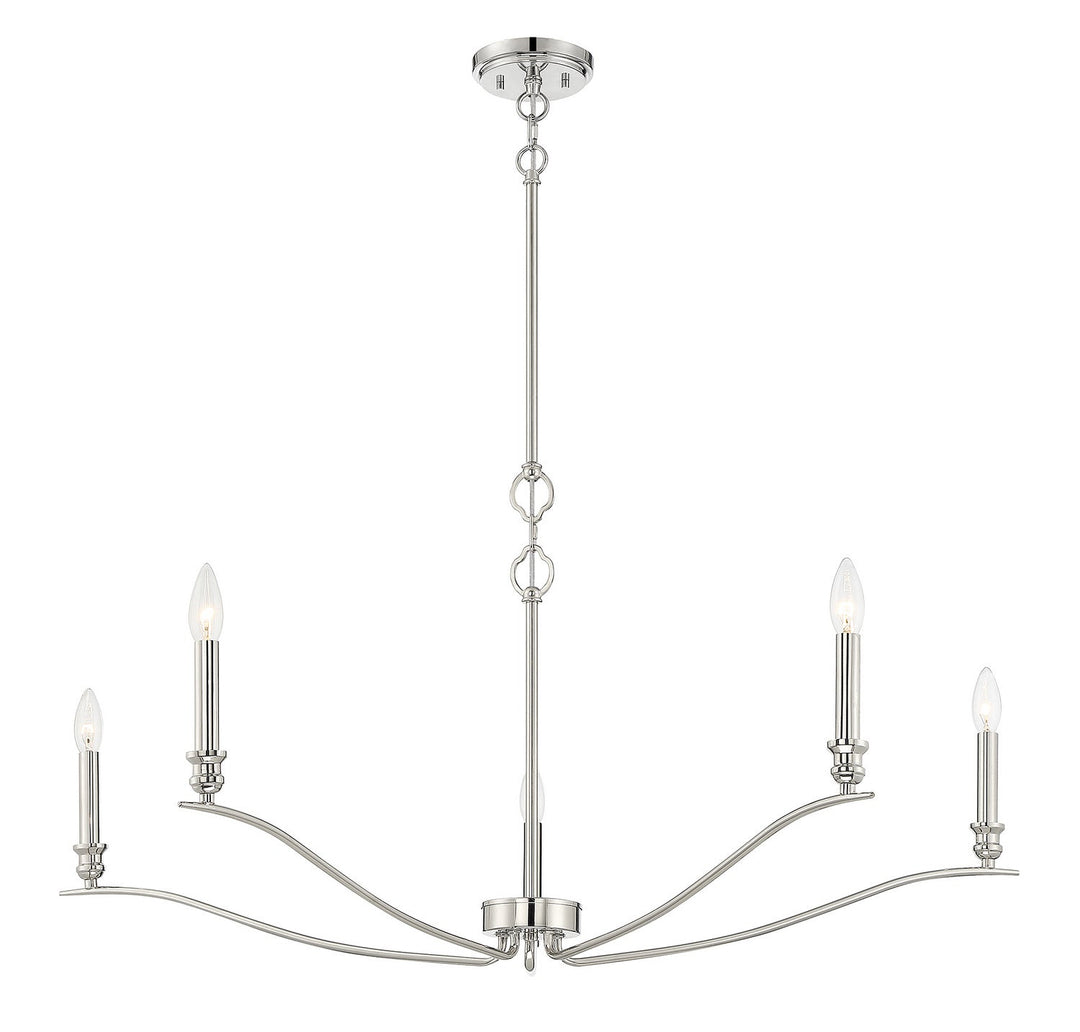 Meridian - M10086PN - Five Light Chandelier - Polished Nickel