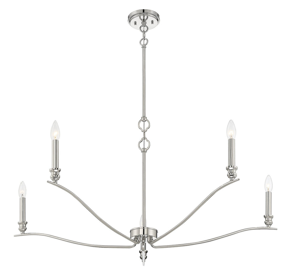 Meridian - M10086PN - Five Light Chandelier - Polished Nickel