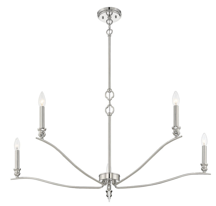 Meridian - M10086PN - Five Light Chandelier - Polished Nickel